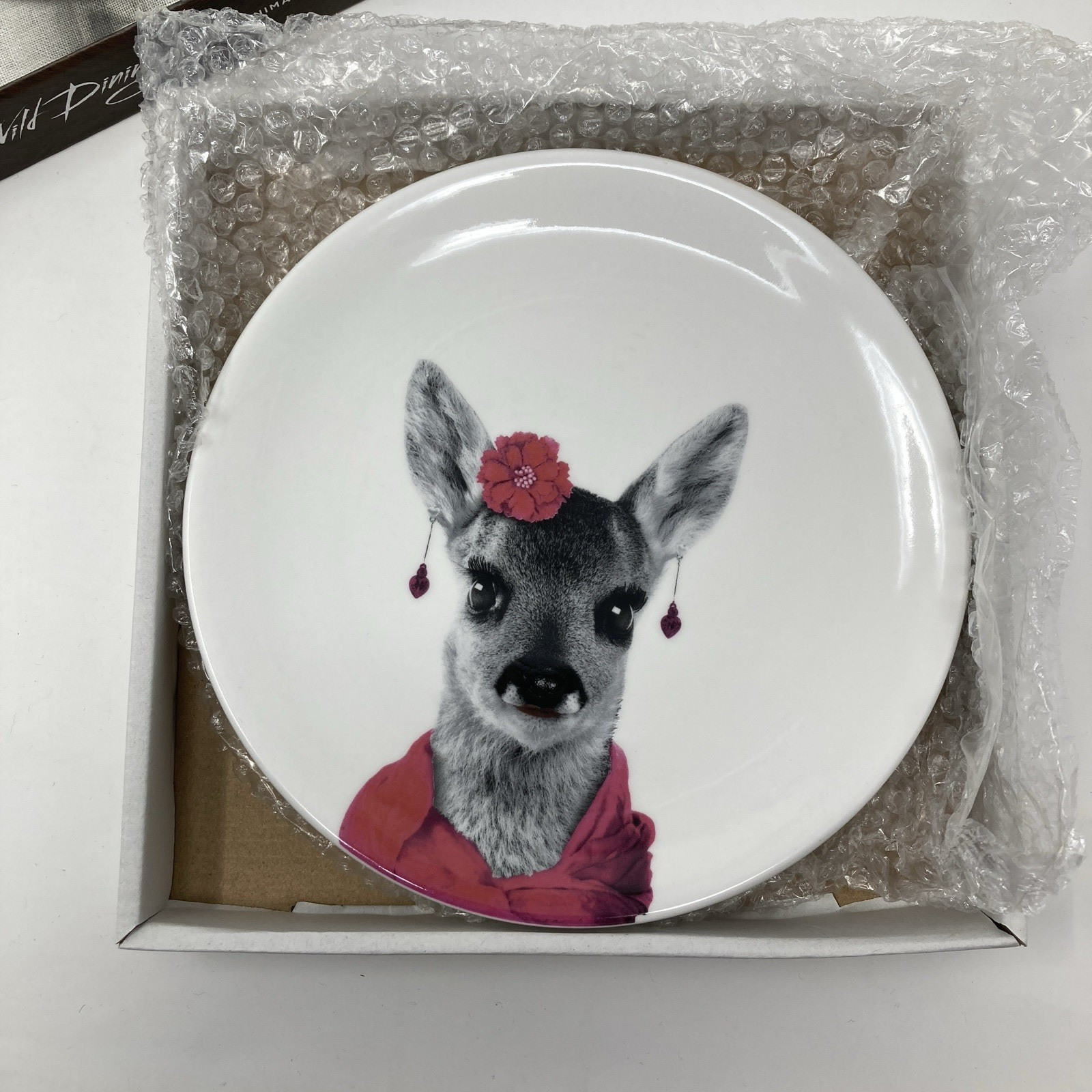 NIB Mustard Wild Dining Party Animal Plate. Daisy Deer Snack Plate 7″