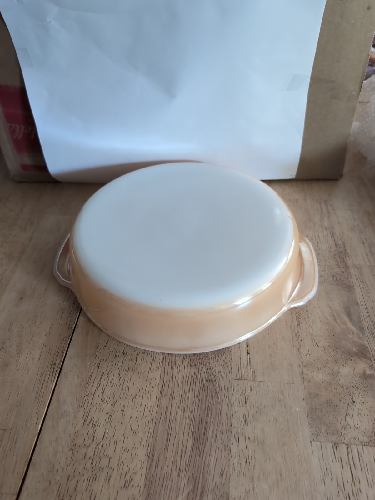 Anchor Hocking Fire King Peach Luster 9 Inch Pie Plate Dish Vintage
