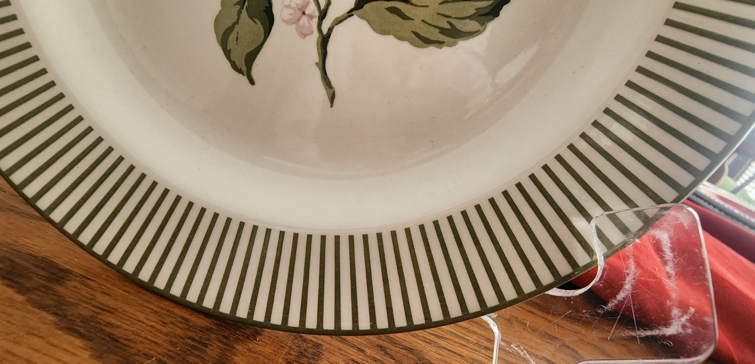 Hydrangea Salad Dessert Plate 8 1/2″ Martha Stewart Stoneware White Pink Green !