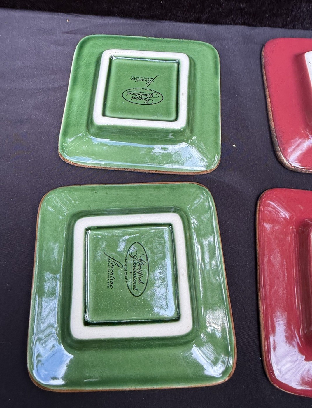 6 KARIDESIGN Certified International Embassy Florentine Olive Oil Saucers Rustic