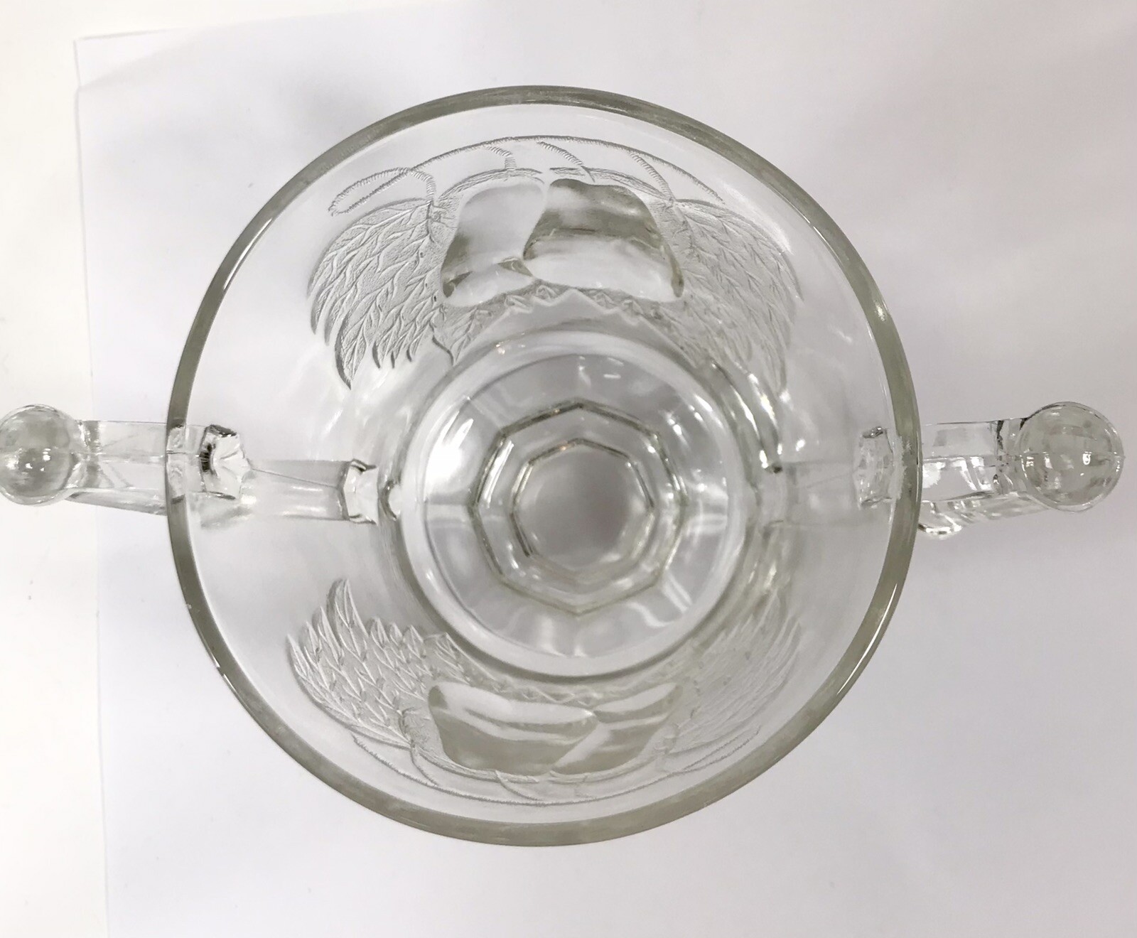 Jeannette Glass Baltimore Pear Clear Lidded Bowl W Handles Sugar Candy Vintg W30