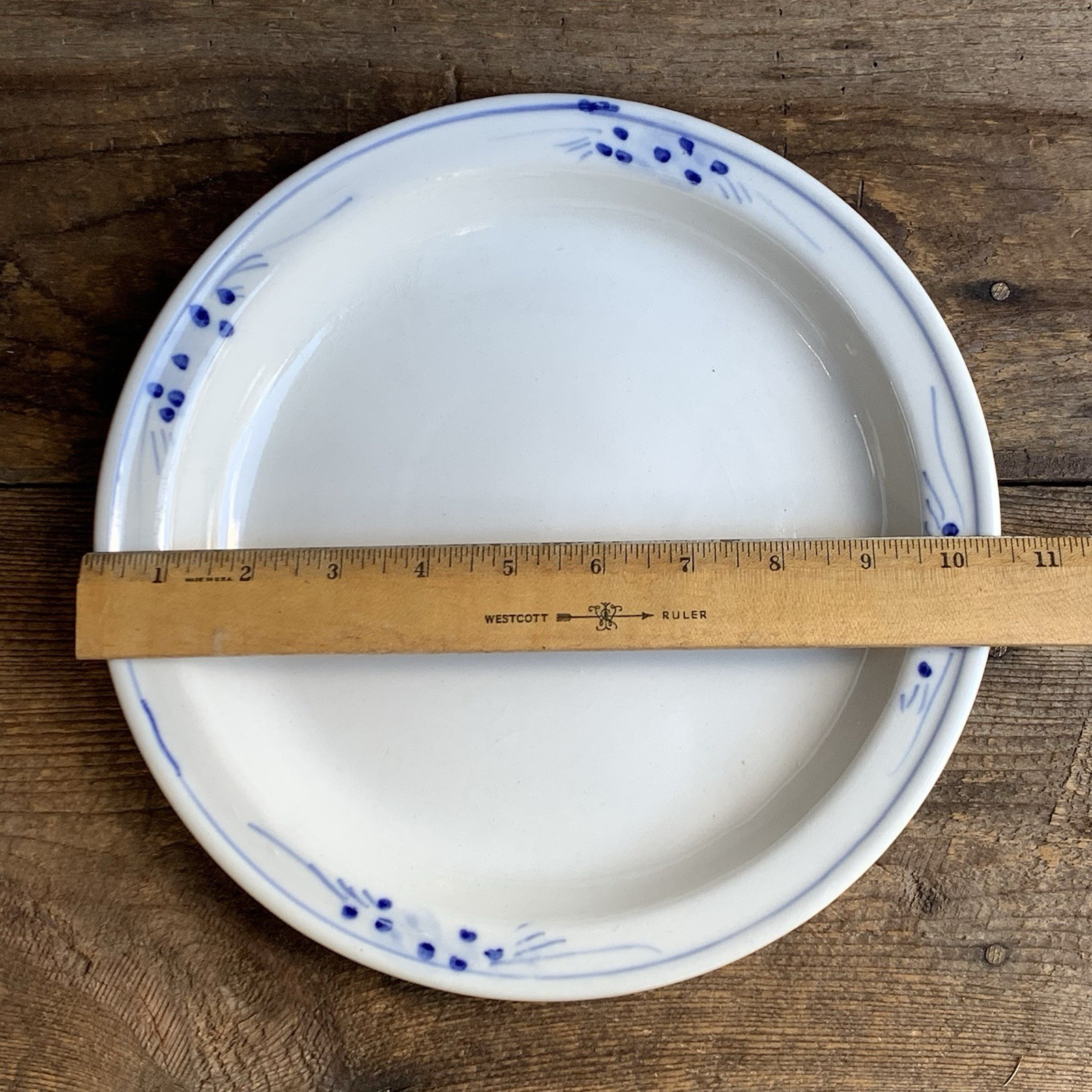 Blue White Serving Dish 10.5” Round Ceramic Earthenware
