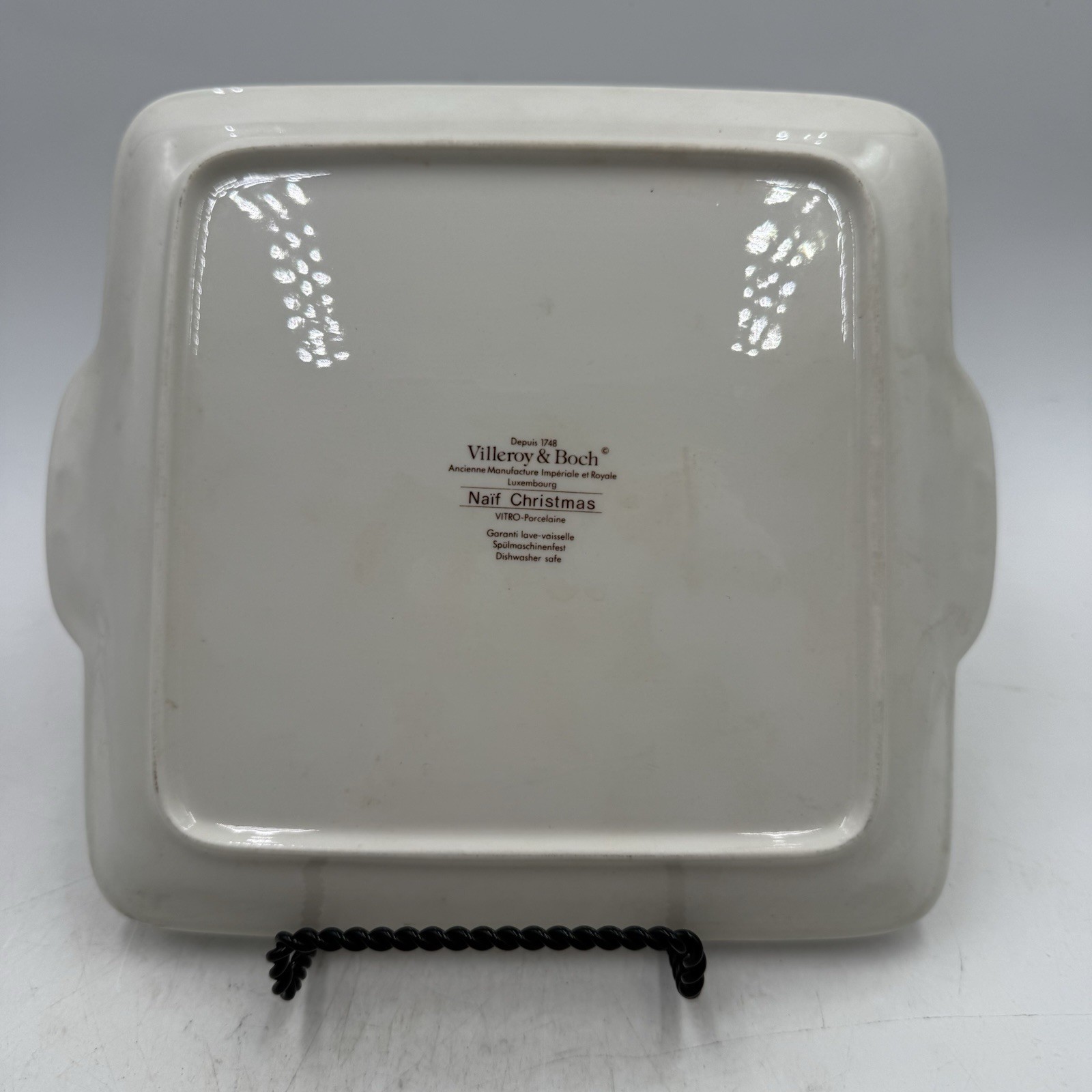 Villeroy & Boch Naif Christmas Square Handled Cake Plate Porcelain Snow Village