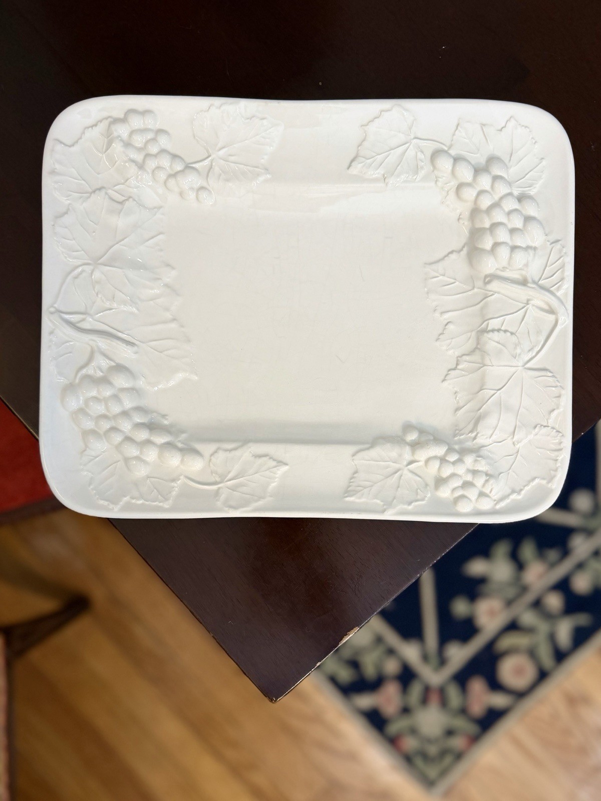Elios Italian Grapevine Serving Platter Italy Ivory White Pottery Tray Decor