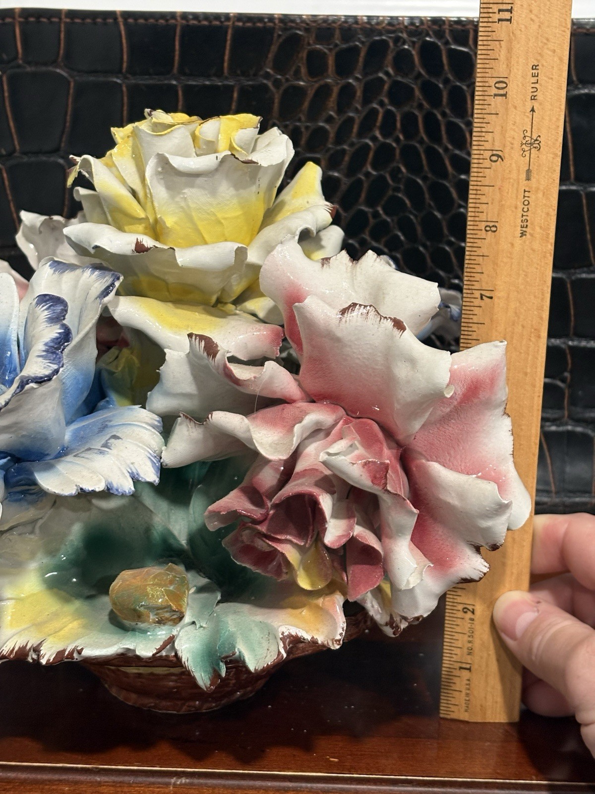 Italian Capodimonte Floral Porcelain Centerpiece Handmade In Naples