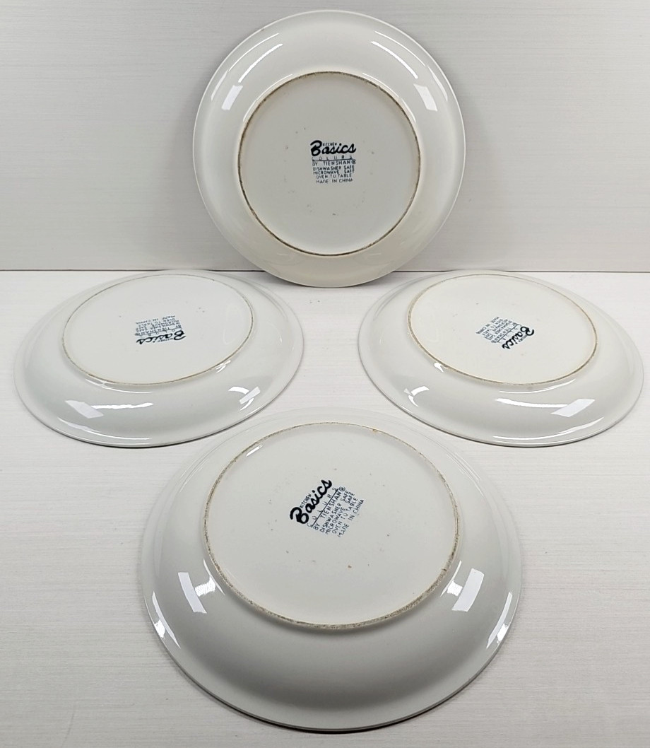 4 Tienshan Kitchen Basics Cobalt Green Dinner Plate Set Table Dining Dishes Lot