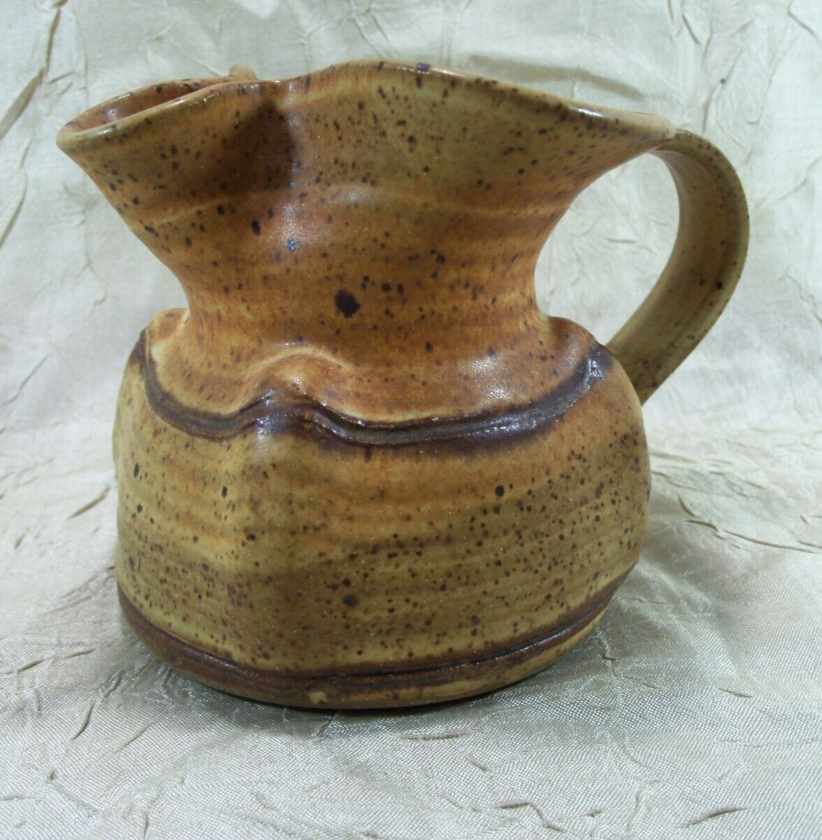Vintage Studio Art Pottery Creamer Stoneware Handmade 3.5” X 5” 1970s Signed