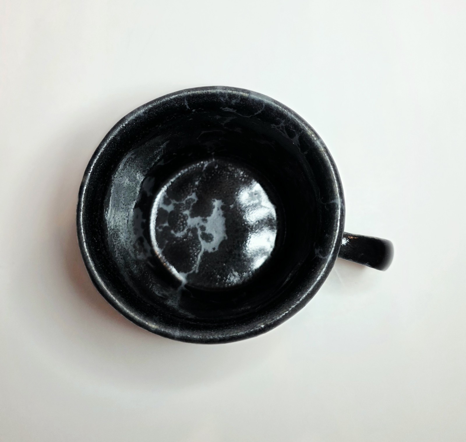 Rare Vintage Bennington Potters Black Agate Espresso Cup Saucer Set #1675 #1676