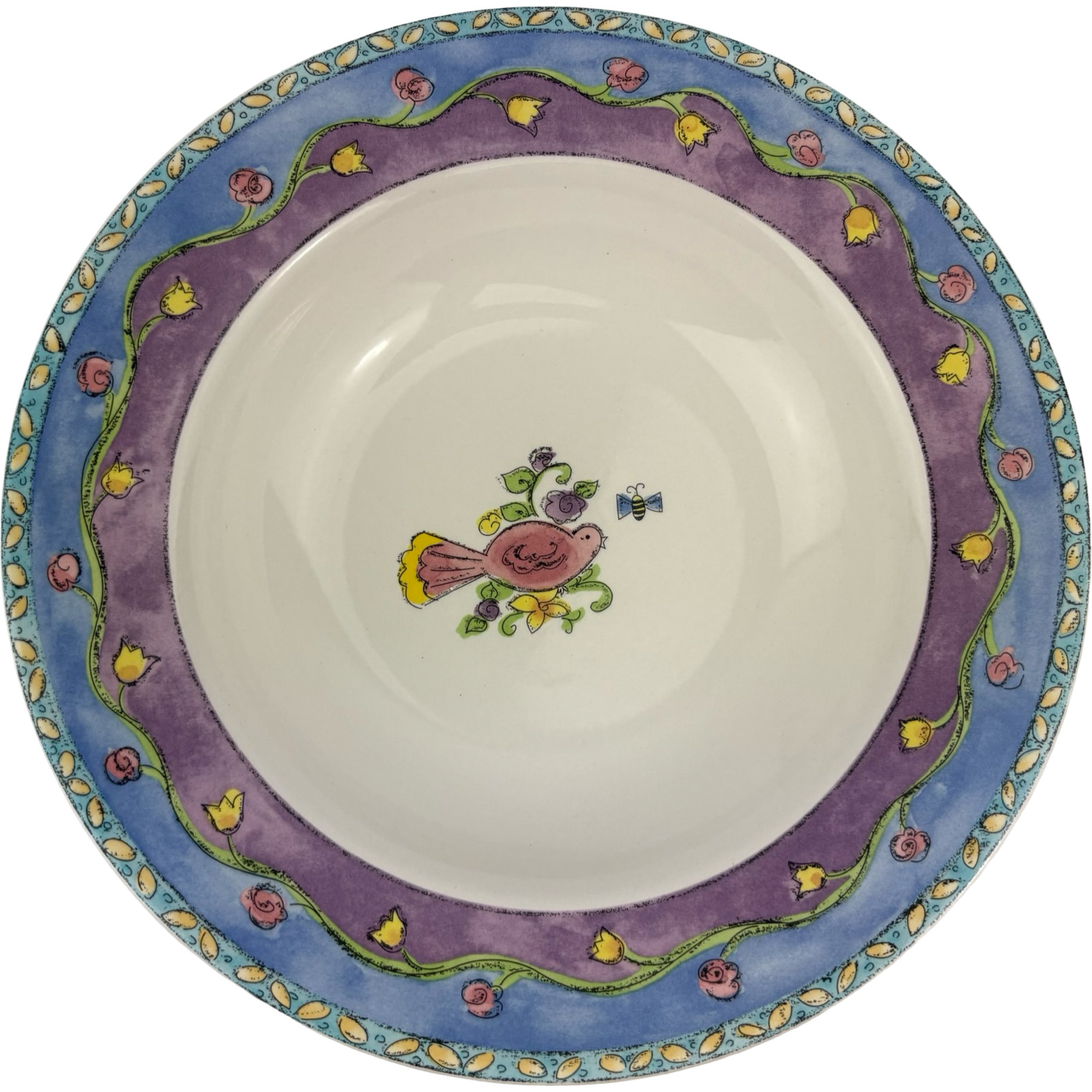Sango Birds and the Bees Soup Bowls Set of 4 VTG 8 3/4″ Sue Zipkin Stoneware A