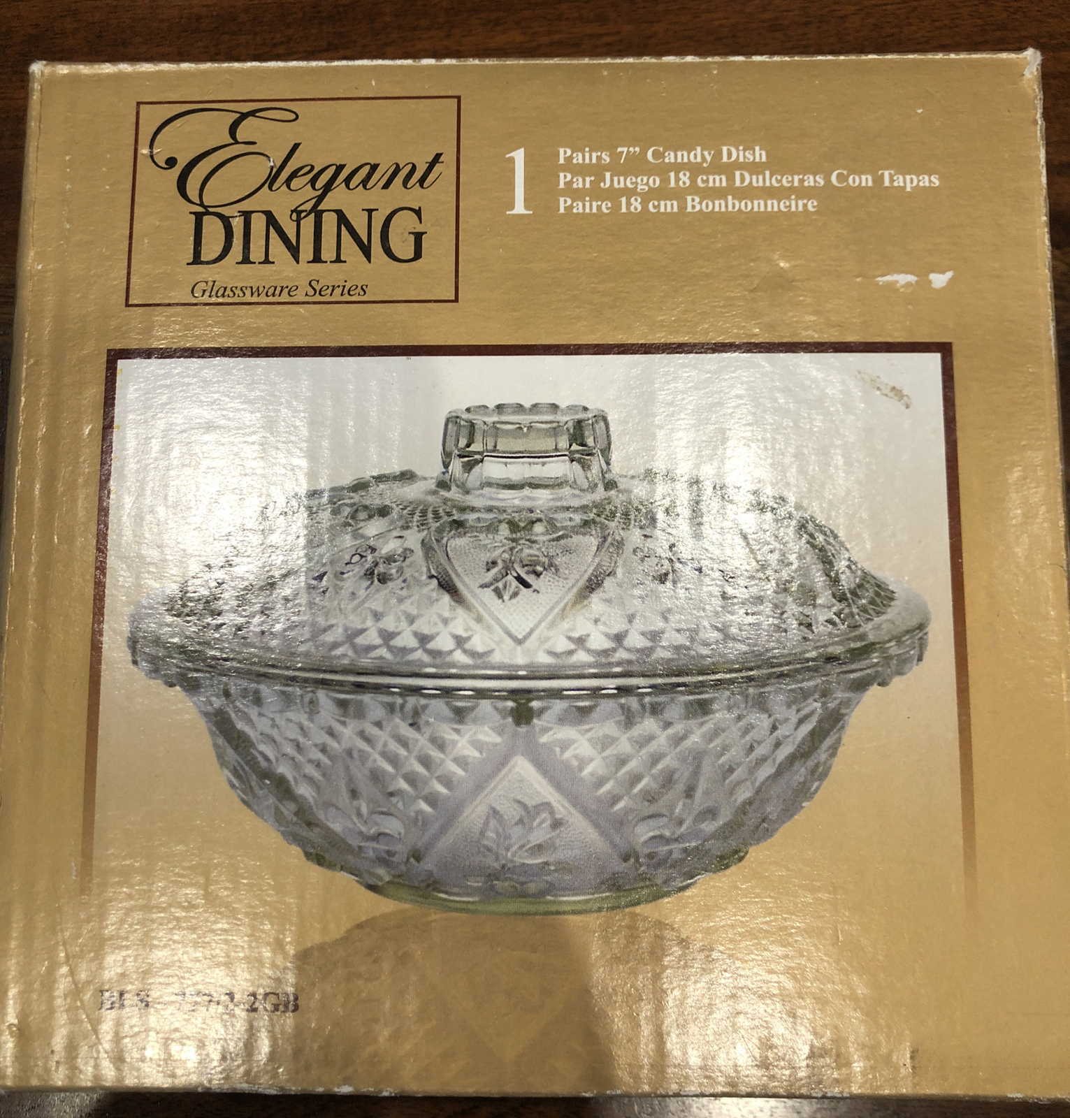 Elegant Dining Glasswear Series 7” Candy Dish With Lid New In Box!