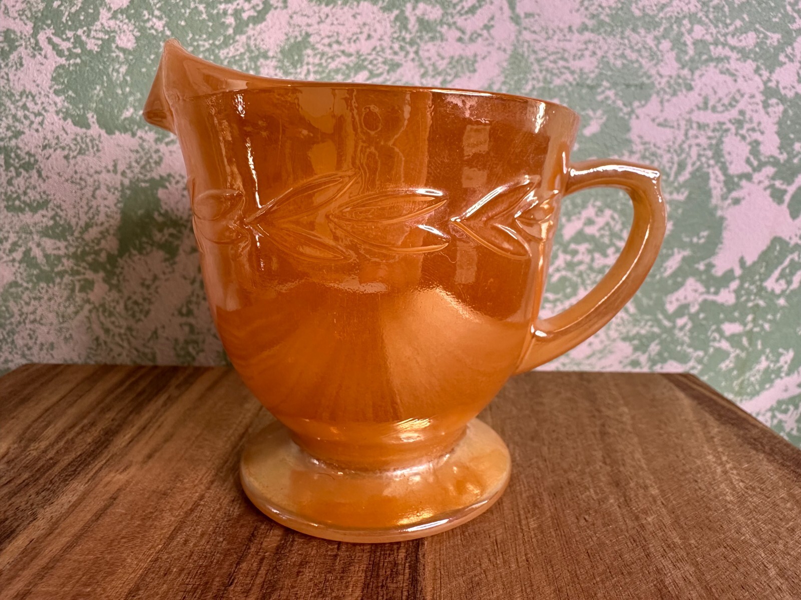 Vintage Anchor Hocking Fire King Peach Lustre Creamer and Sugar Set No Saucer