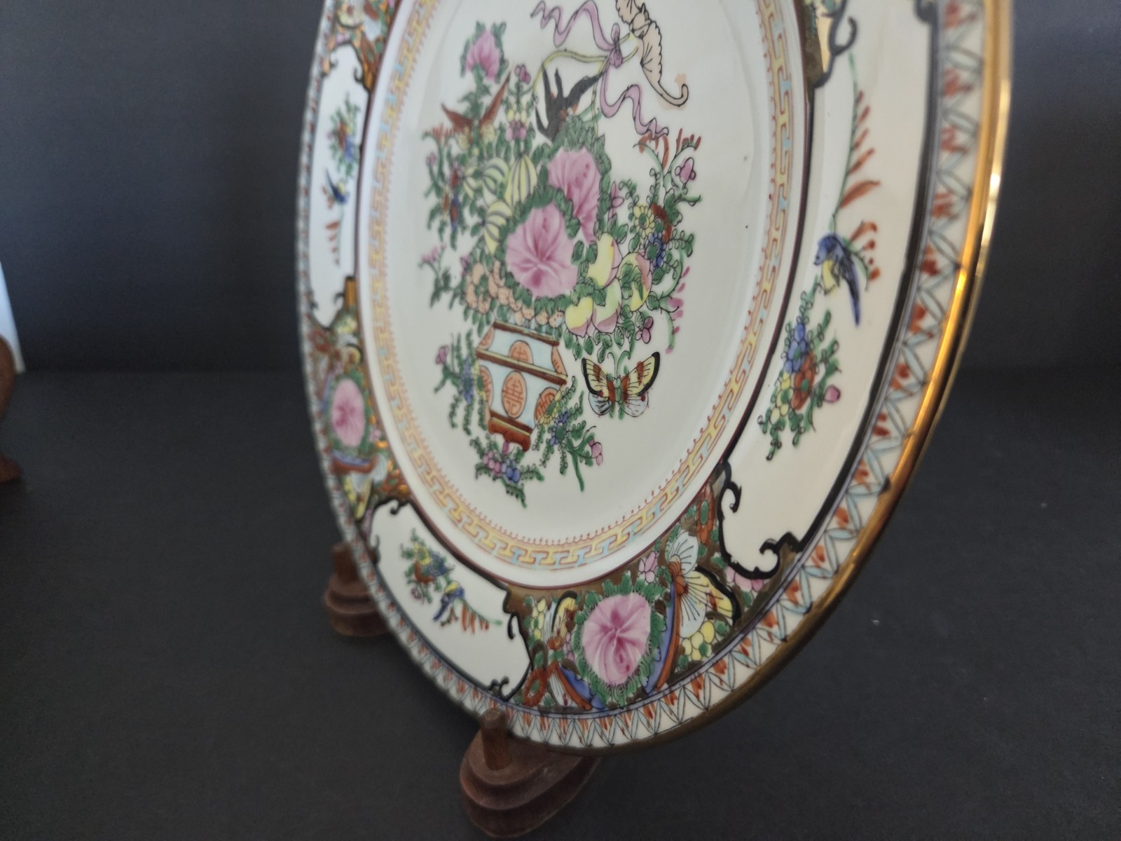 Rose Canton By Famille Rose Birds And Butterflies 6 Pc. Place Setting Gold…