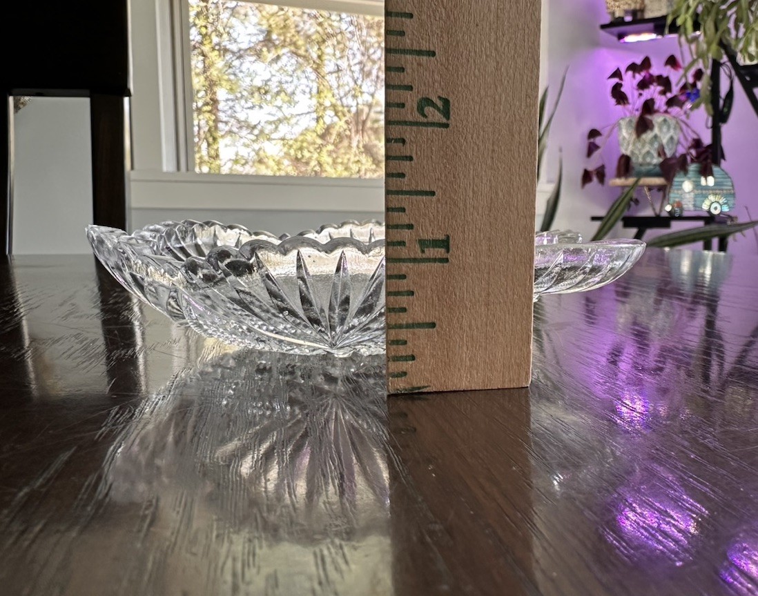 Vintage Pressed Glass Oyster Dishes Set of 3 Clover Asymmetrical Hobnail Relish