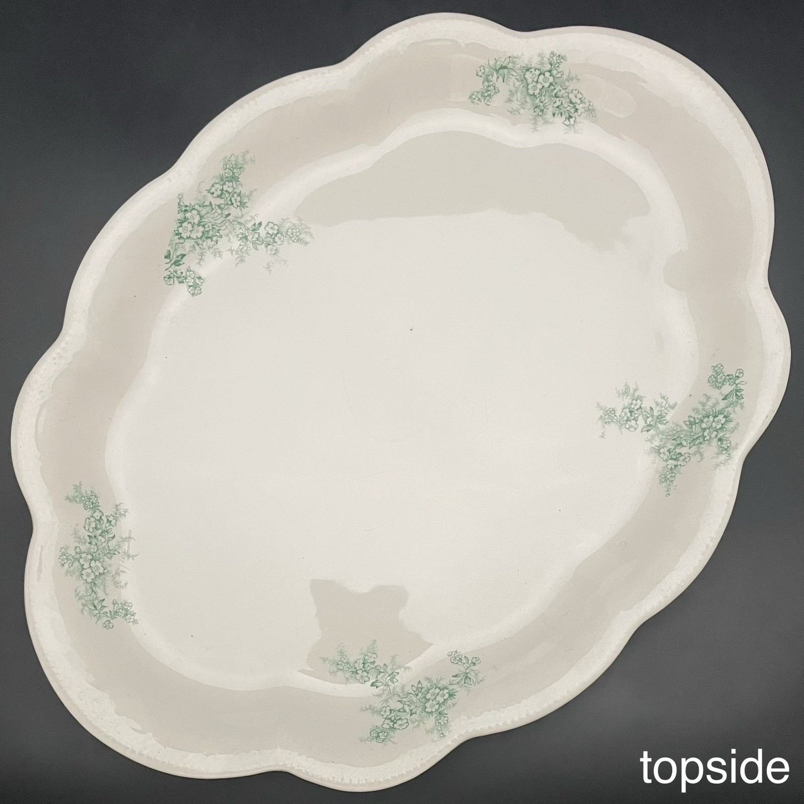 Homer Laughlin The Angelus Green Floral Oval Serving Platter 1905-16 USA 17″x13″