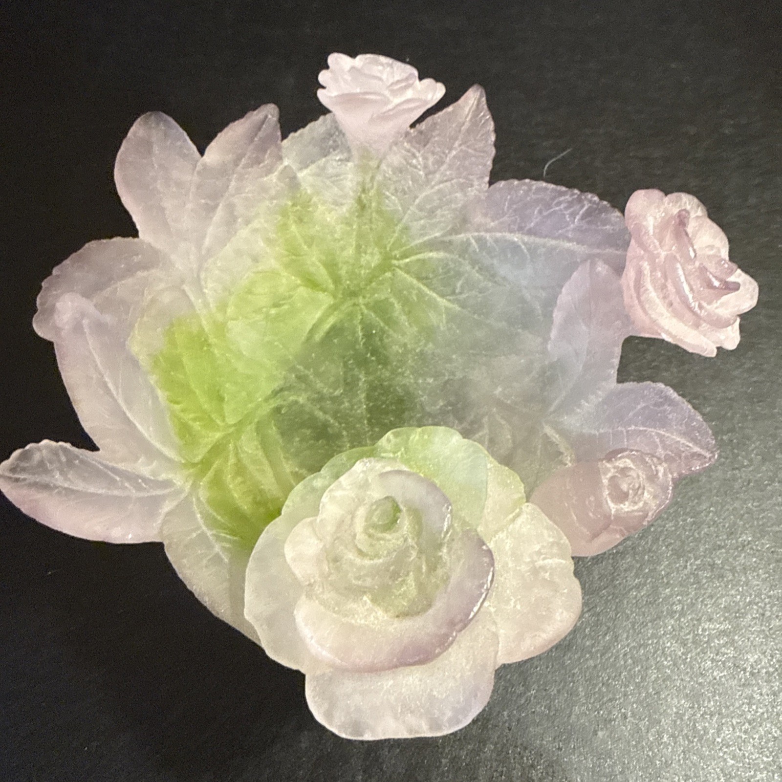 DAUM ROSE BOWL COUPELLE MULTICOLOR PATE DE VERRE CRYSTAL FLOWER BOWL