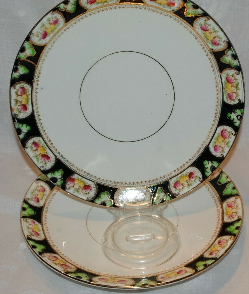VINTAGE STANDARD CHINA IMARI LOT 2 SALAD PLATES COBALT BLUE RUST GOLD ENGLAND