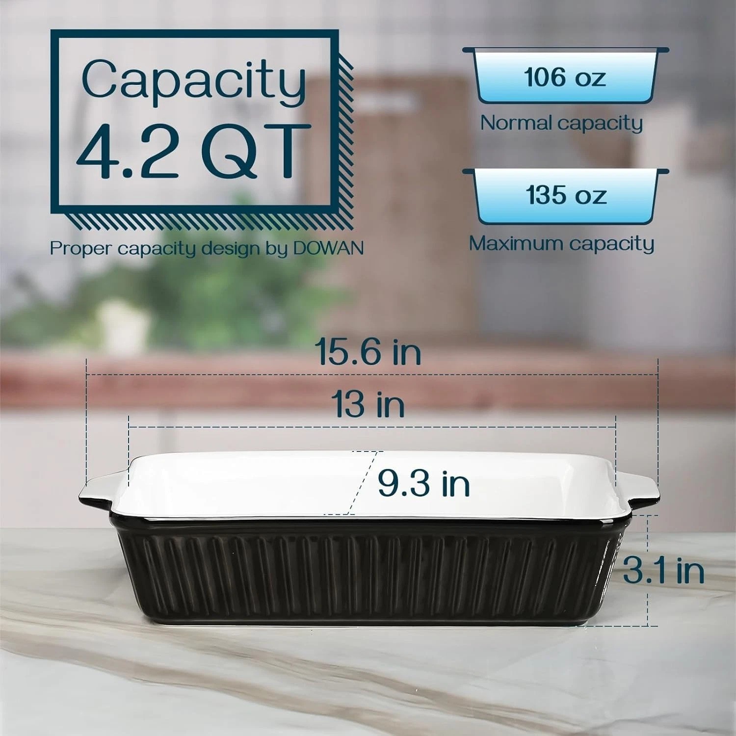 9×13 Ceramic Bakeware – Large Deep Lasagna Pan with Handles