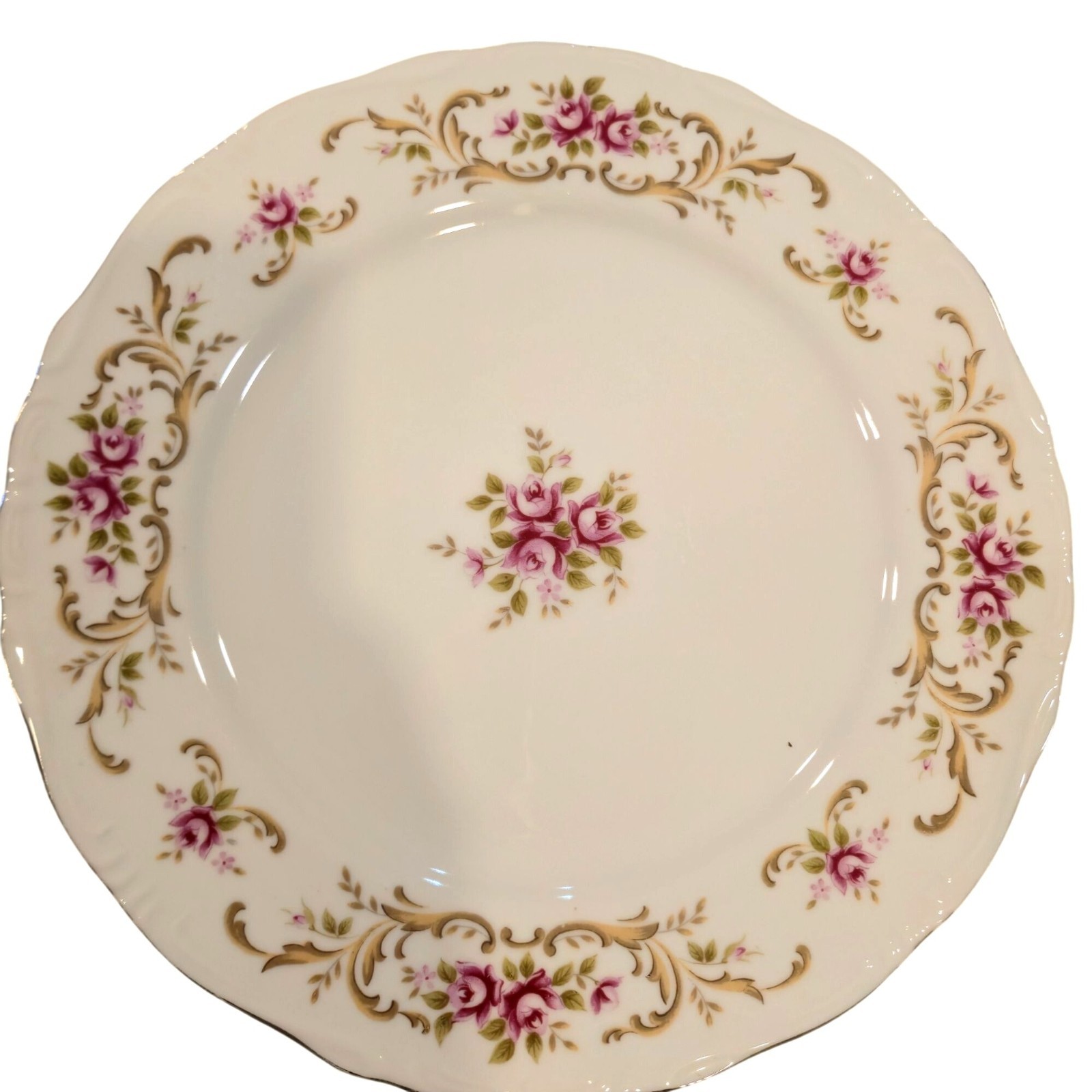 Style House Rose Baroque Dinner Plates Vintage Floral Porcelain Set 4 Pink Roses