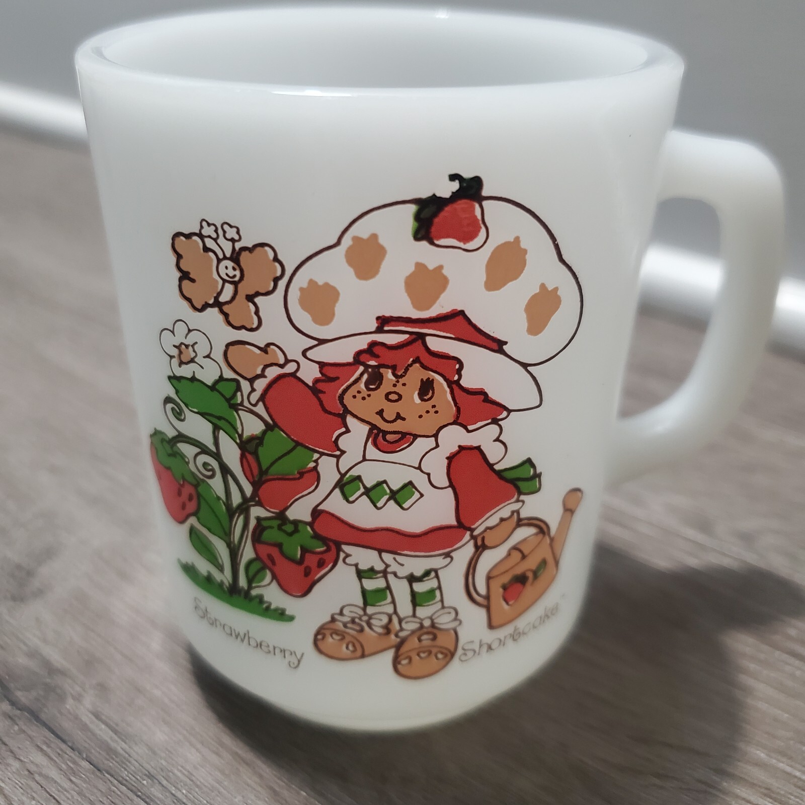 Vintage Fire King Milk Glass Strawberry Shortcake Mug Life Is Delicious