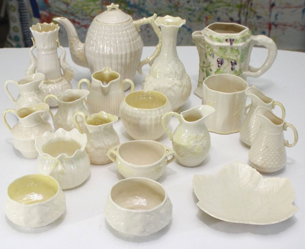 VINTAGE Mix of 19 Belleek Ireland Pottery Pieces 6th Mark (1965-1980) 3rd Green