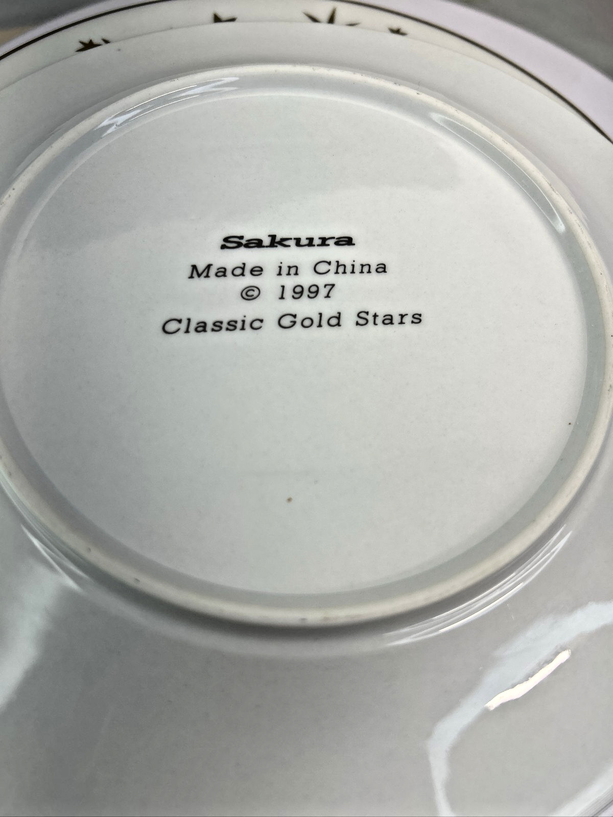 Set of 4 Sakura Galaxy White Dinner Plates 14k Gold Stars Porcelain