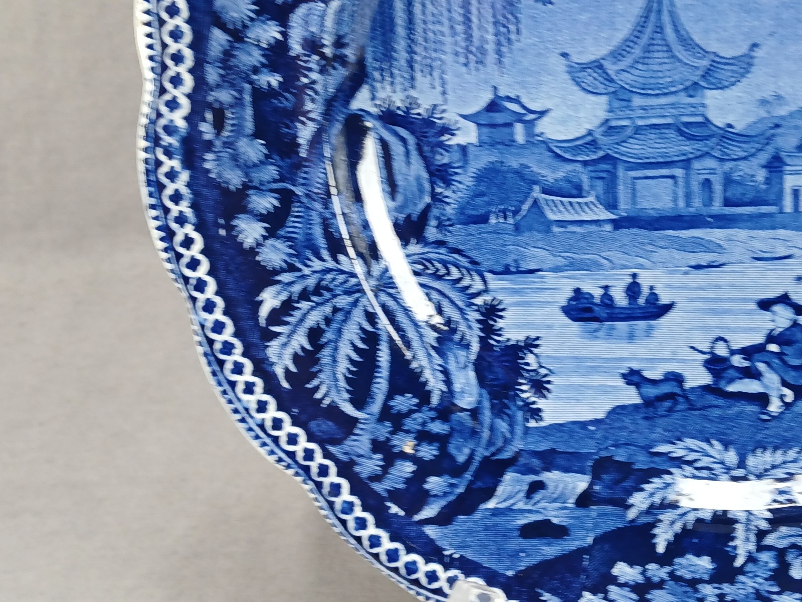 Clews Weeping Willow Border #09 Blue Historical Transferware Plate C.1814-1834