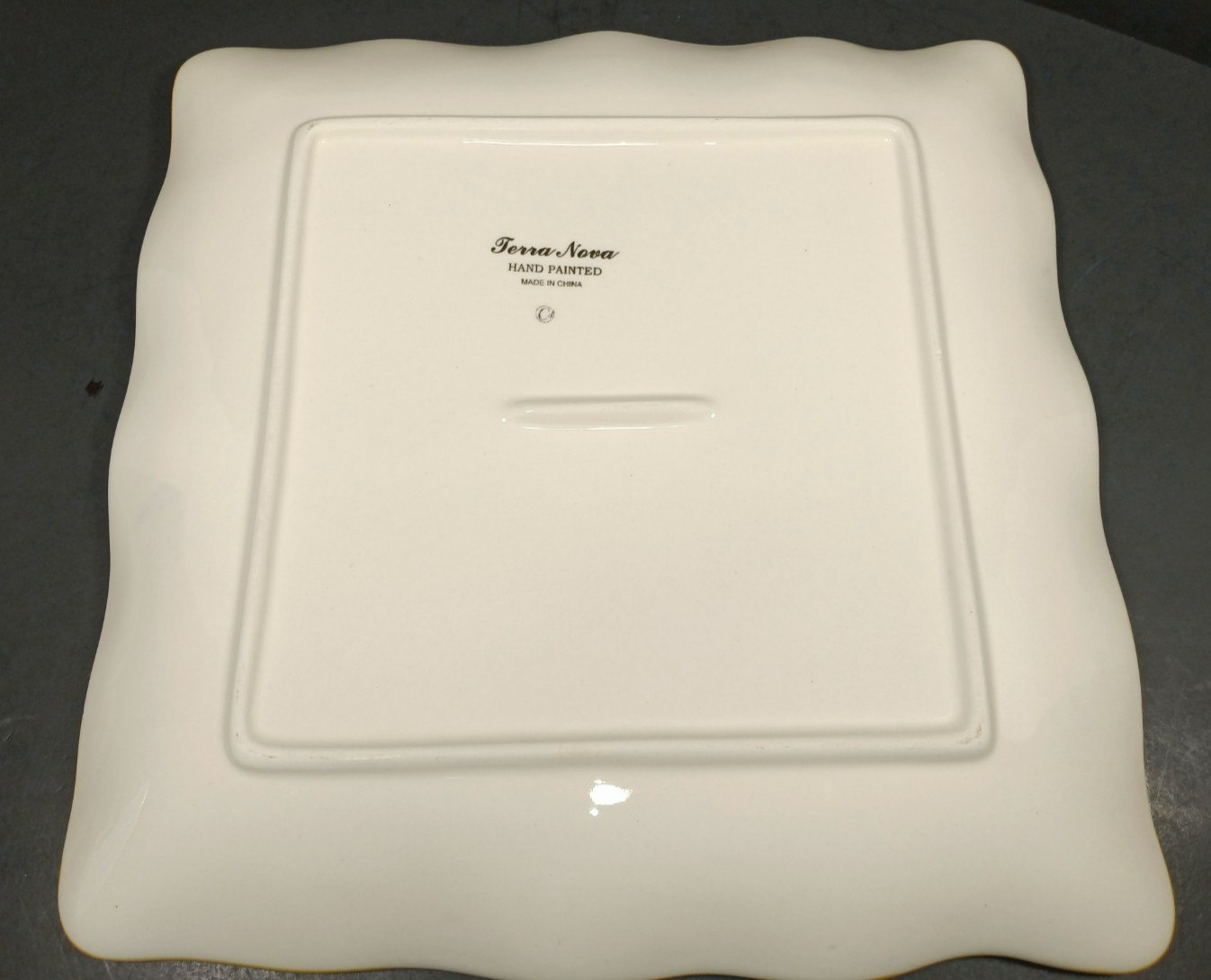 Maxcera TERRA NOVA Hand Painted Cobalt Blue Yellow Square Dinner Plate 11.50″W