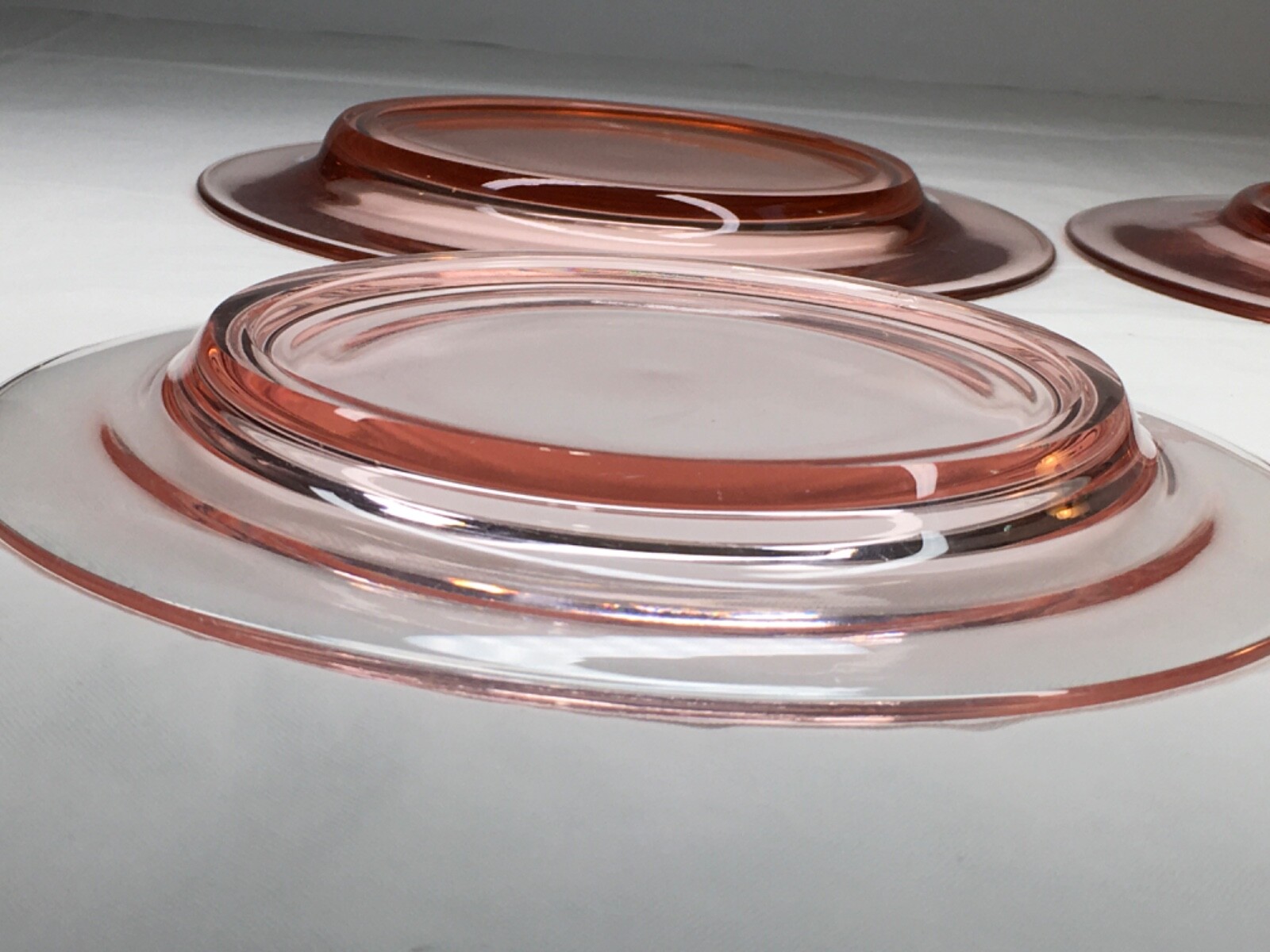 Pink Depression Glass Plates 7-3/4″ Blown Glass Salad Plates Pink Shade Varies 4