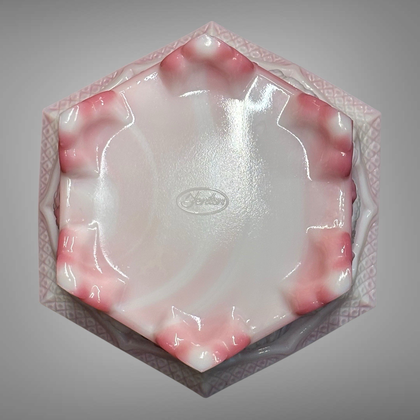 Vintage Fenton Rosalene Pink Chrysanthemum Embossed Hexagon Footed Bowl Planter