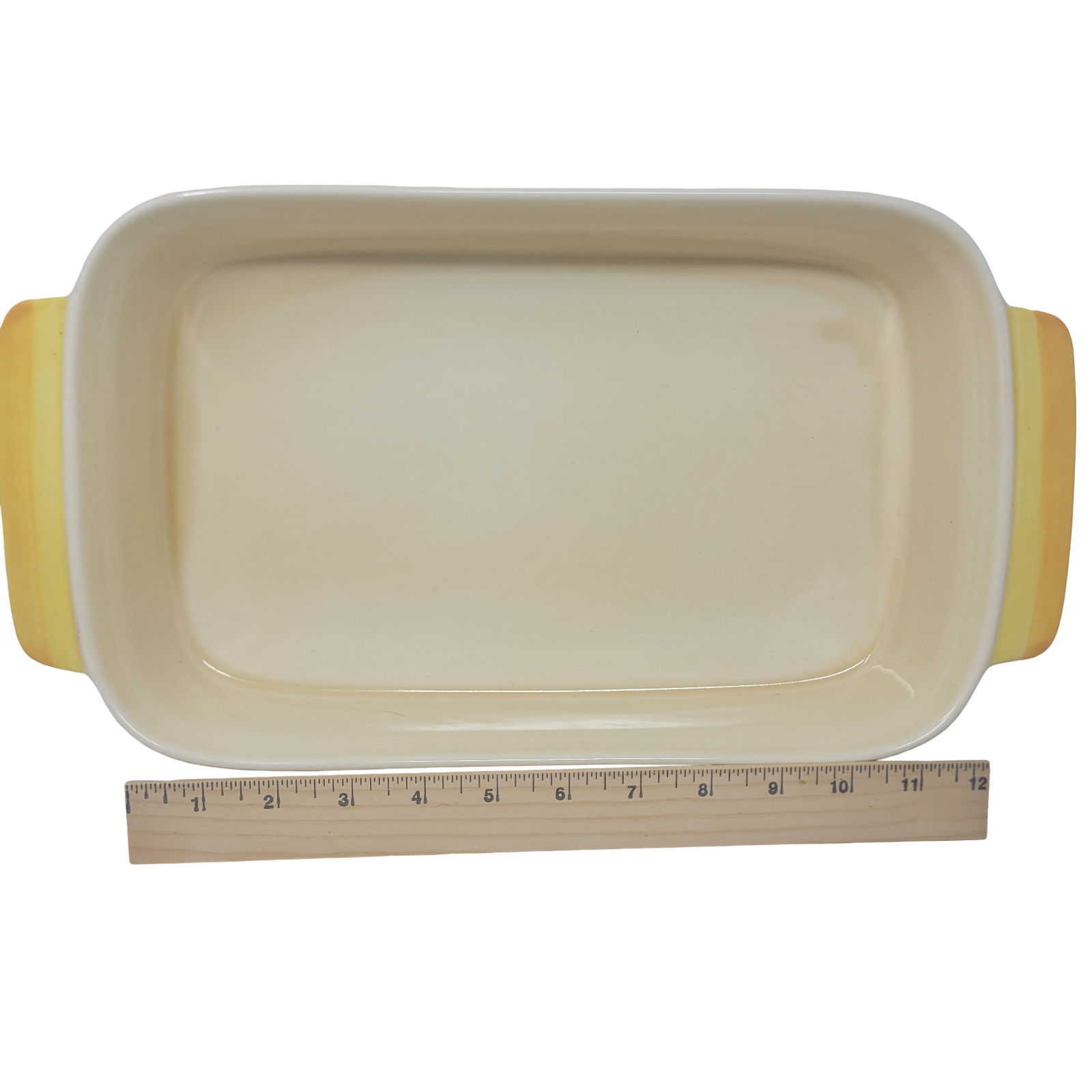 Vtg Metlox Poppytrail Rectangular Baker Casserole Dish Yellow Orange Handle 8-83