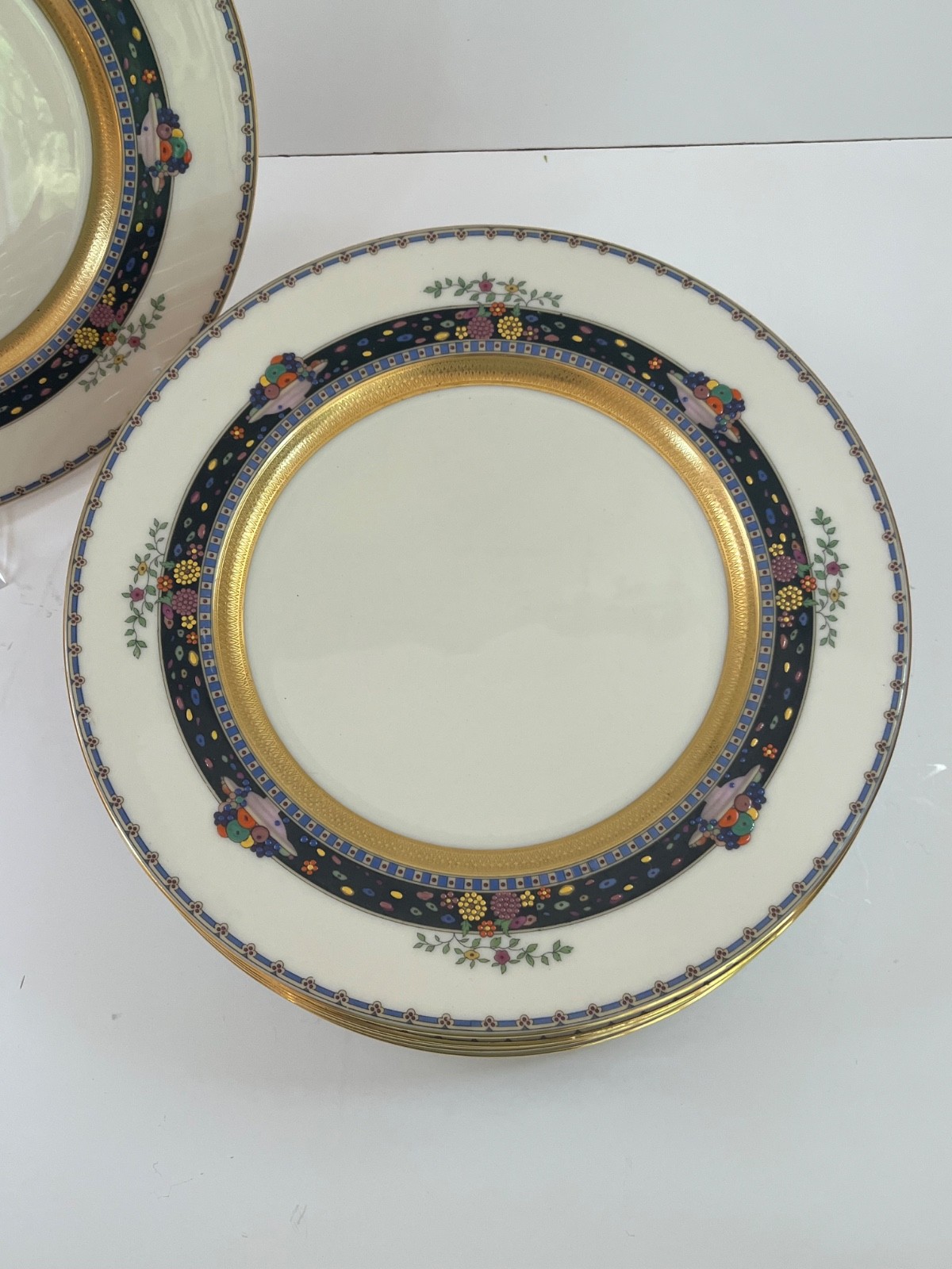 11 Lenox X-54 1830/X-54 Enamel & Gold Encrusted Service Buffet Dinner Plates
