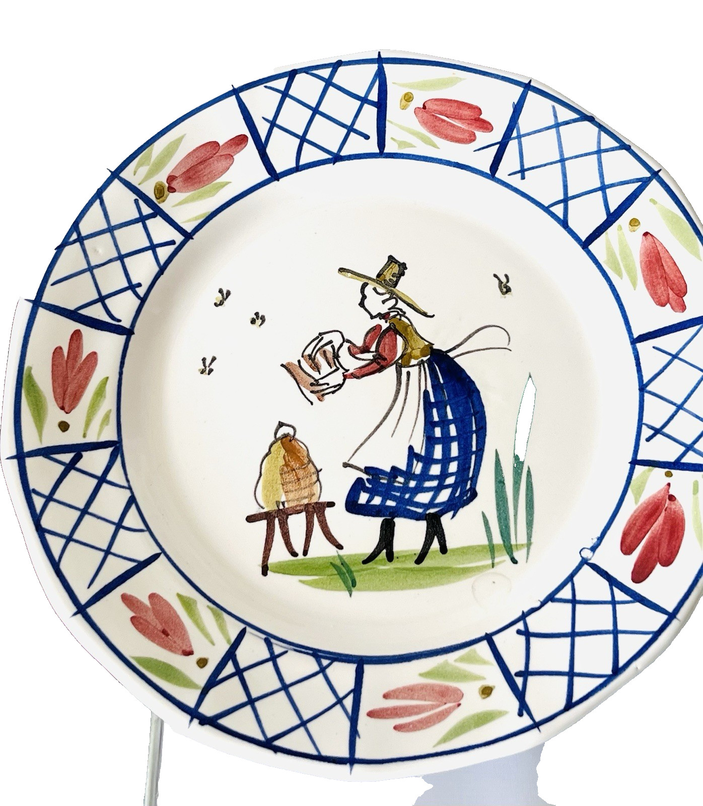 Bruce Stebner Stoneware Dinner Plates Stoneware 1996 Set of 3 Farmers Garden Bee