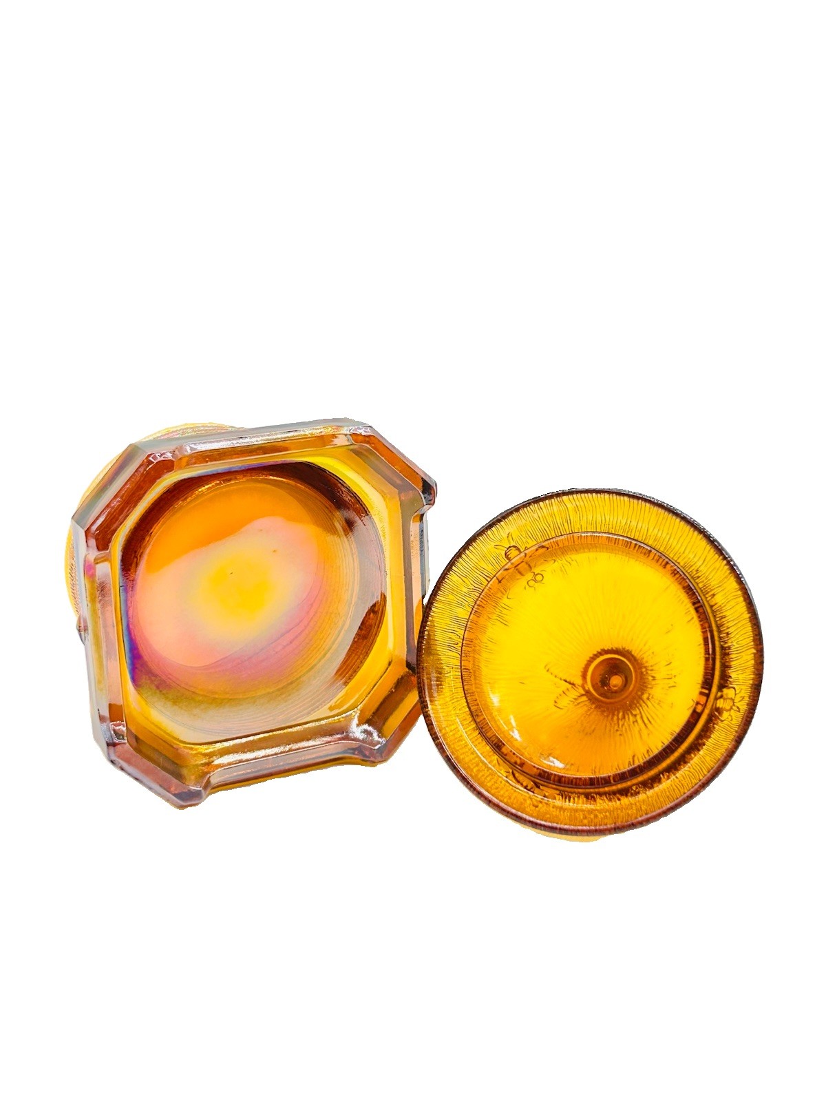Amber Carnival Glass Bee Hive Honey Jar – Whimsical Home Decor Bee Box