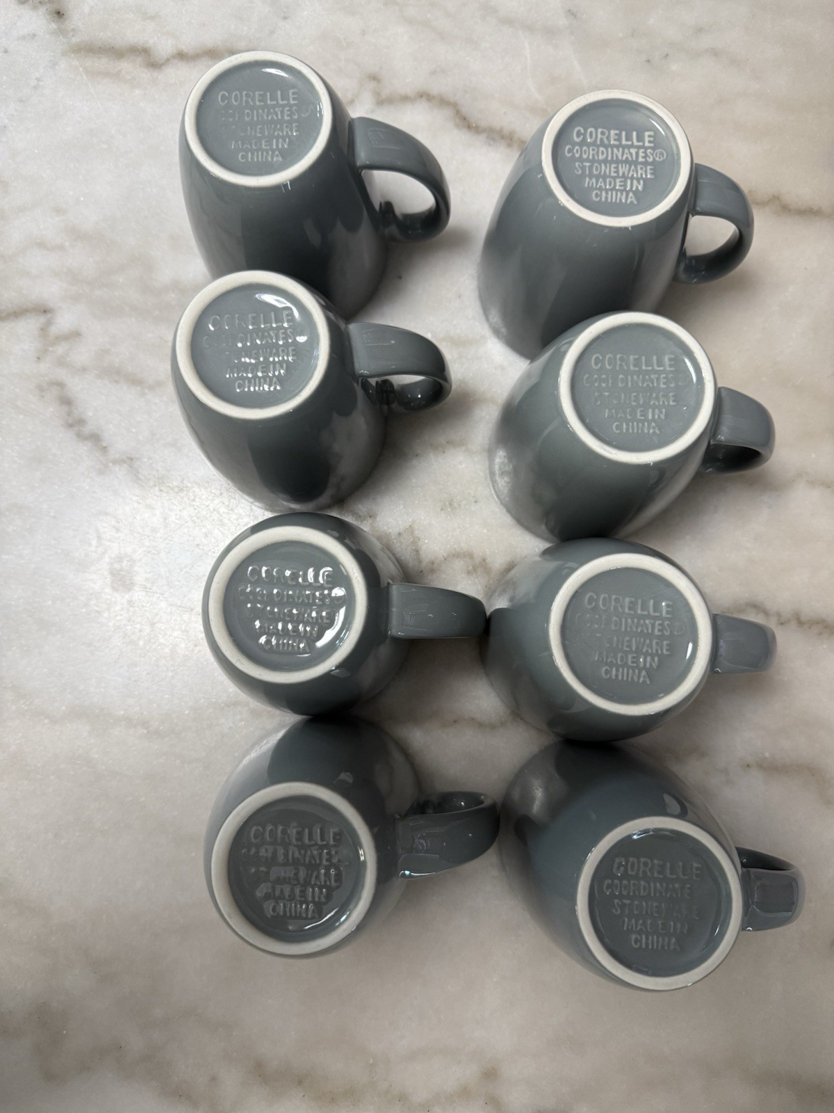 4 Corelle Coordinates Stoneware Stoneware Gray Coffee Mugs Cups 11 Oz