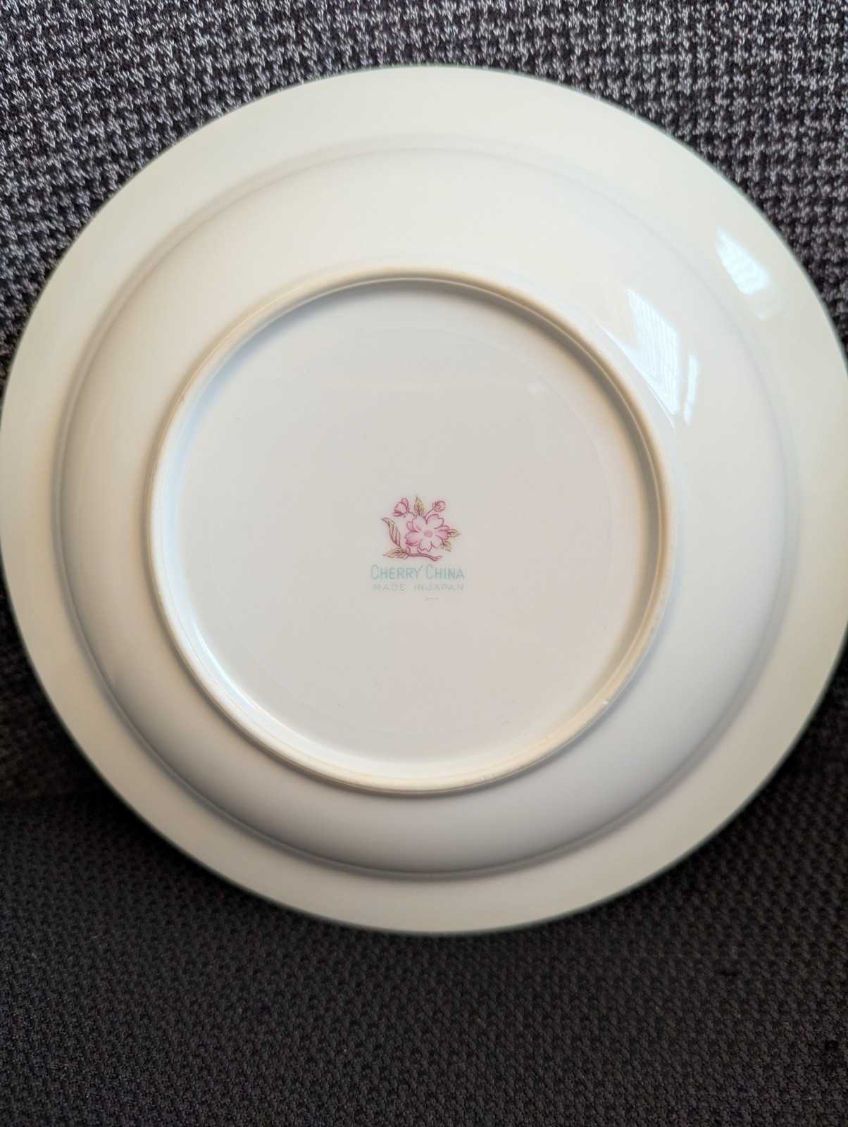 Cherry China Set of 6 Floral Plates Made in Japan Round White Pink Green