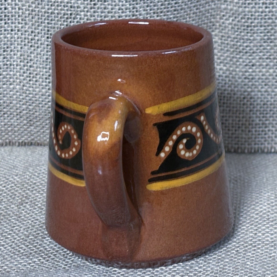Handmade Brown Abstract Pottery Coffee Mug Cup Asymmetrical Rim Southwestern
