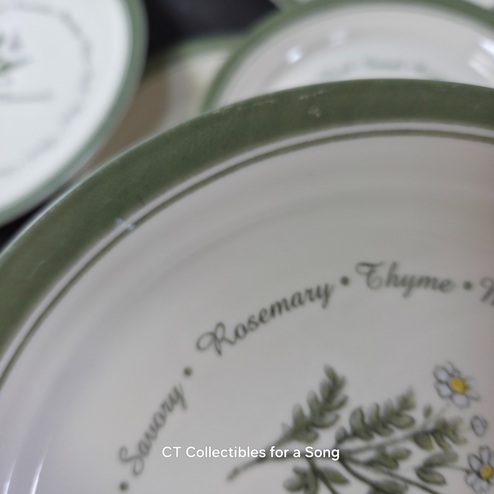 VTG Set 12 Corelle Thymeless Herbs Luncheon/Salad Plates 8 1/2″ Green