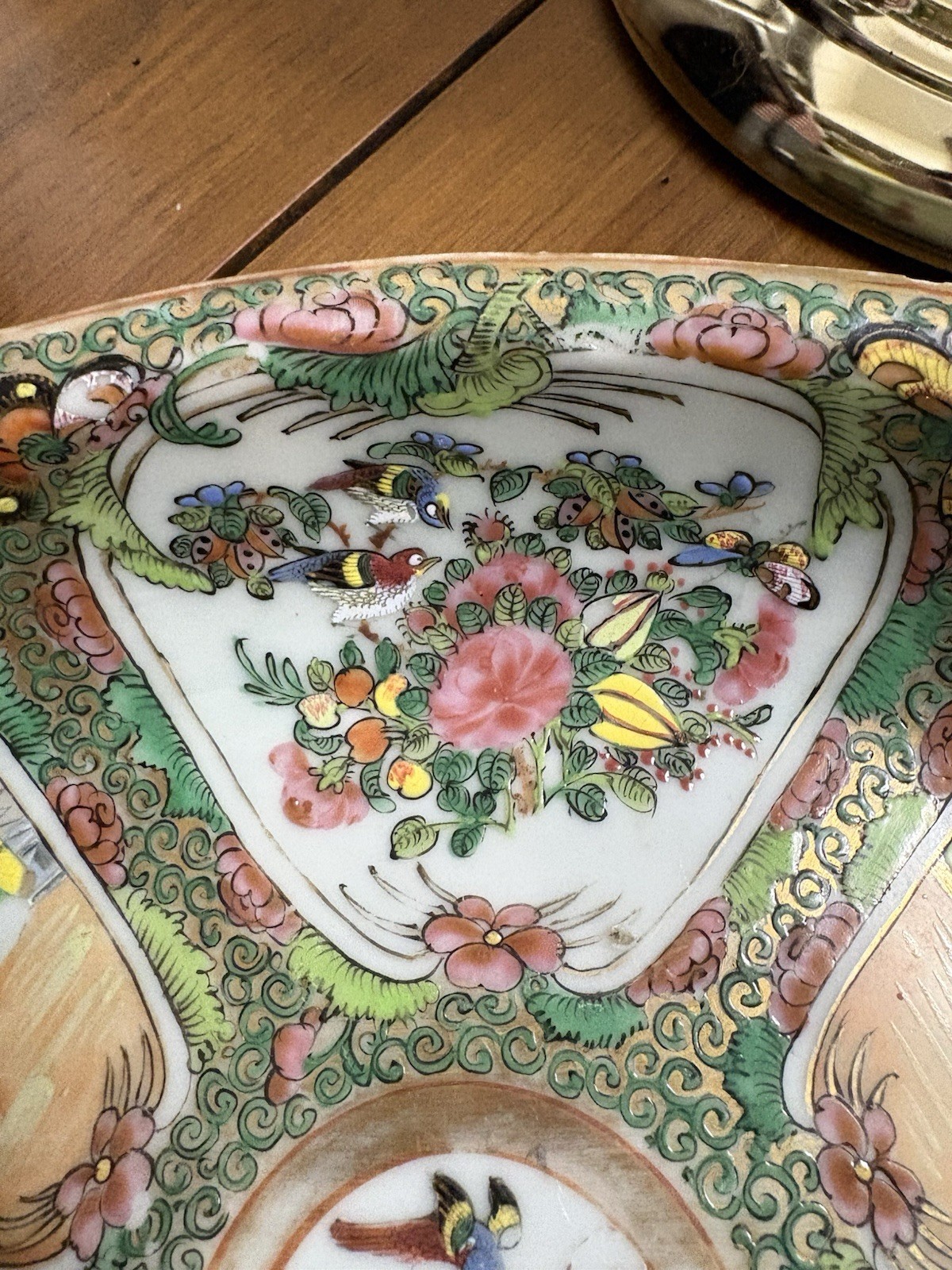 Antique 19th Century Chinese Rose Medallion Porcelain Platter- 11×9 in