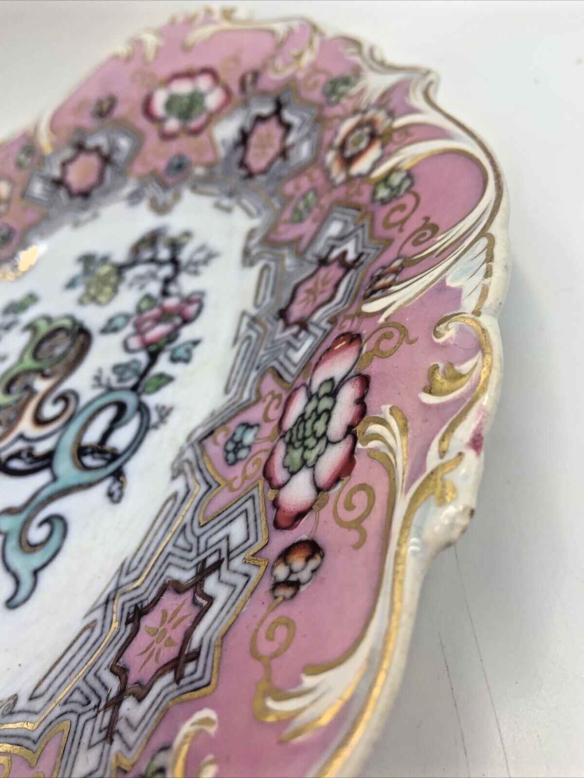 Antique French China Company Decorative Dish Ohio Hand Painted Oval Platter
