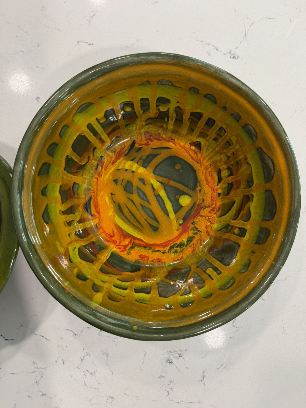 Vintage California Originals 732 Covered Bowl w/Lid Drip Glaze MCM Pottery USA