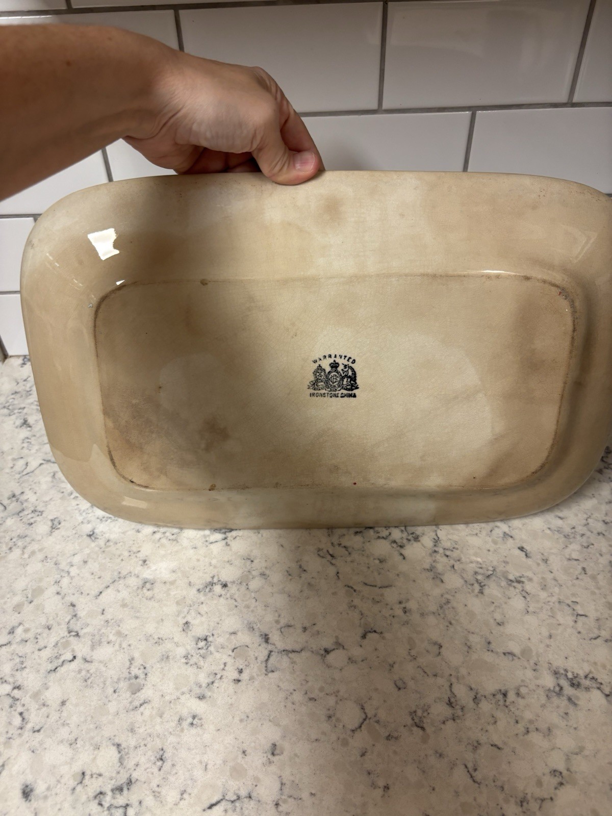 Antique English Ironstone Rectangular Serving Platter. Made In England