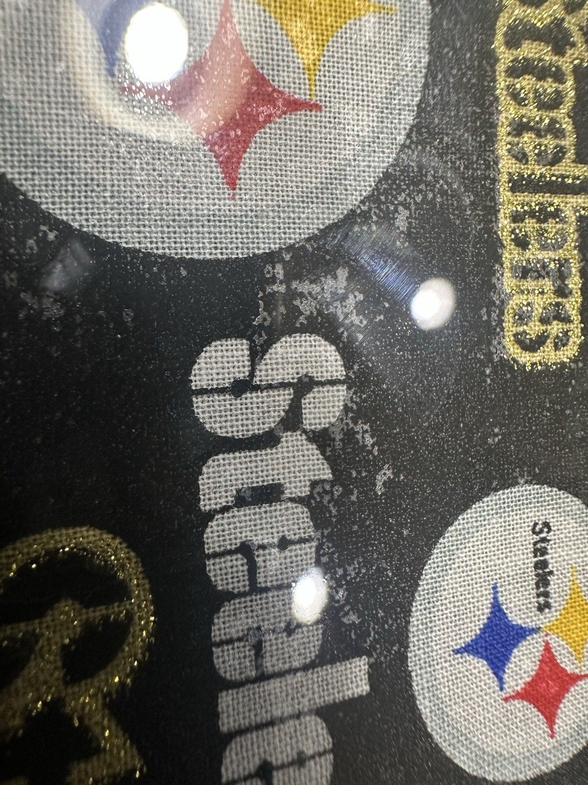 Pittsburgh Steelers lot of 3 13″ 10 and 8″ plates Advertisement & Gloves