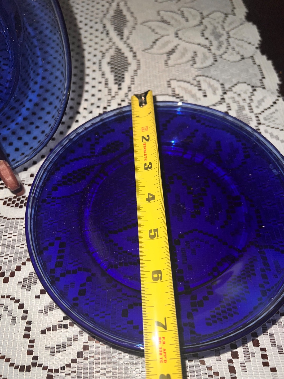 Vintage Cobalt Blue Glass Salad Plates 7.5″ Set of 4