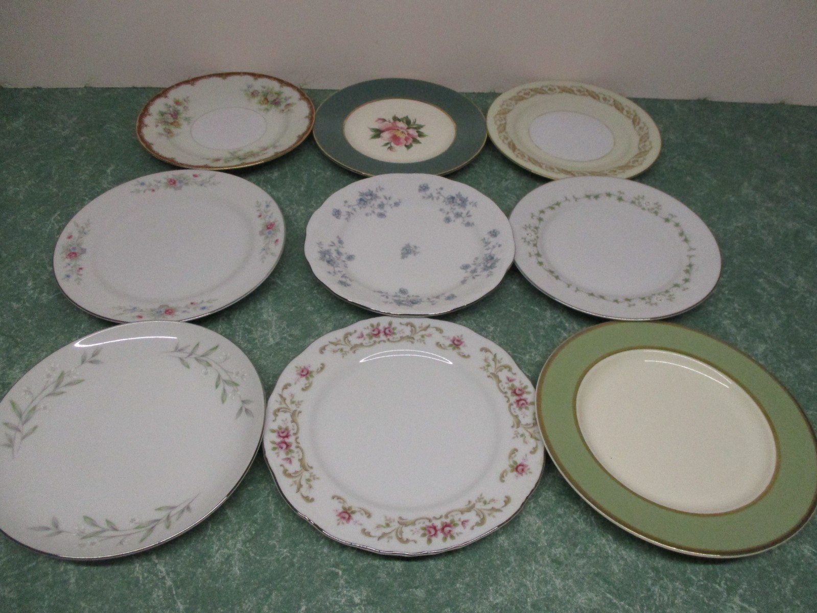 Vintage Mismatched China Bread, Cake, Dessert Plates ~ Set of 9 ~ Colorful