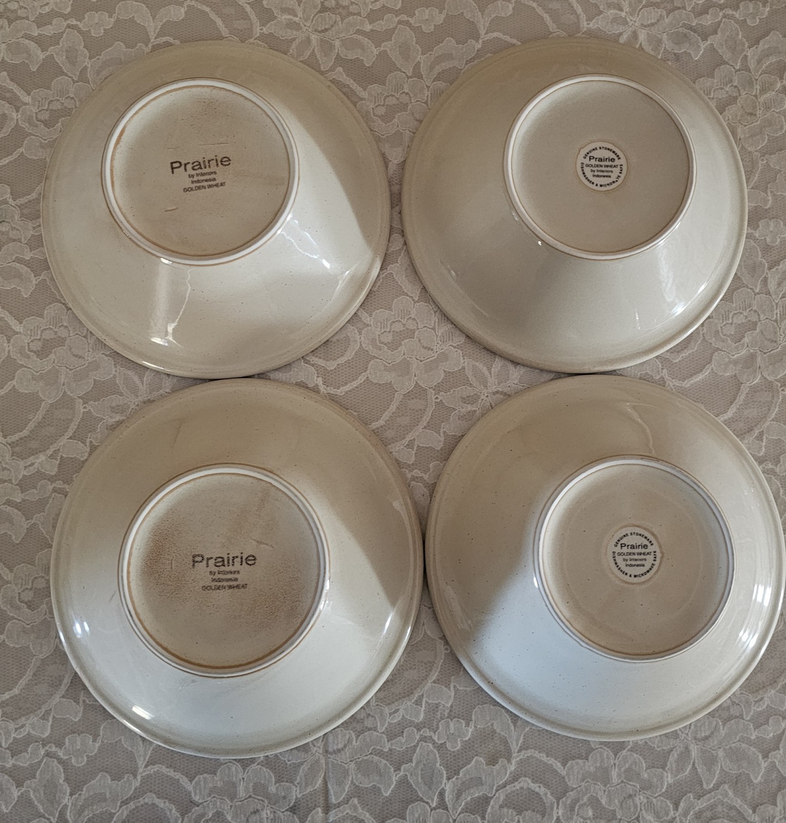 Prairie Golden Wheat By Interiors Stoneware Soup Cereal Bowls Set of 4 Beige