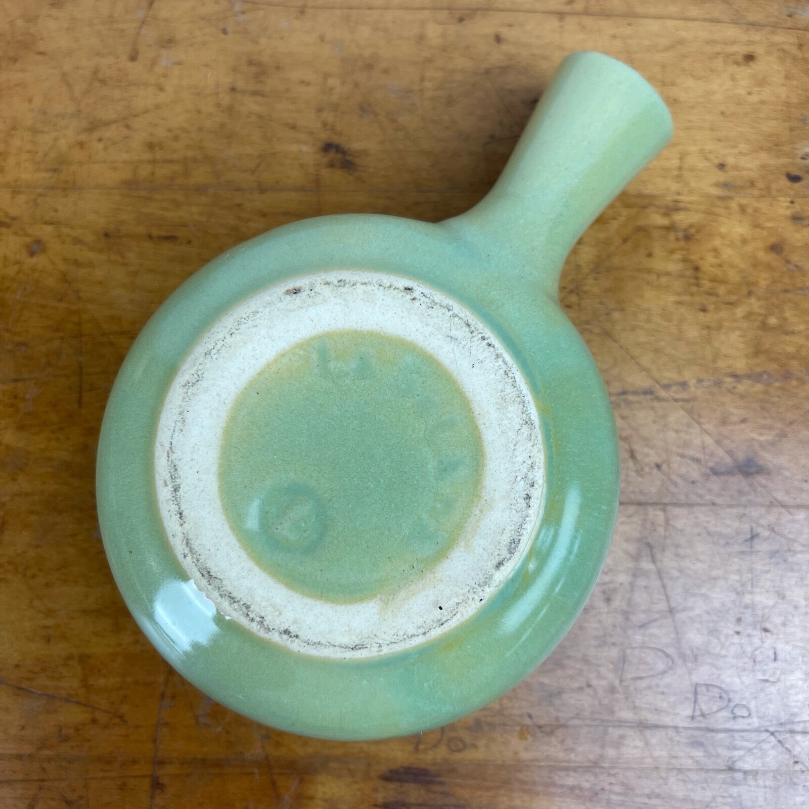 VTG La Solana Potteries Solana Ware Green Handled Individual Covered Casserole