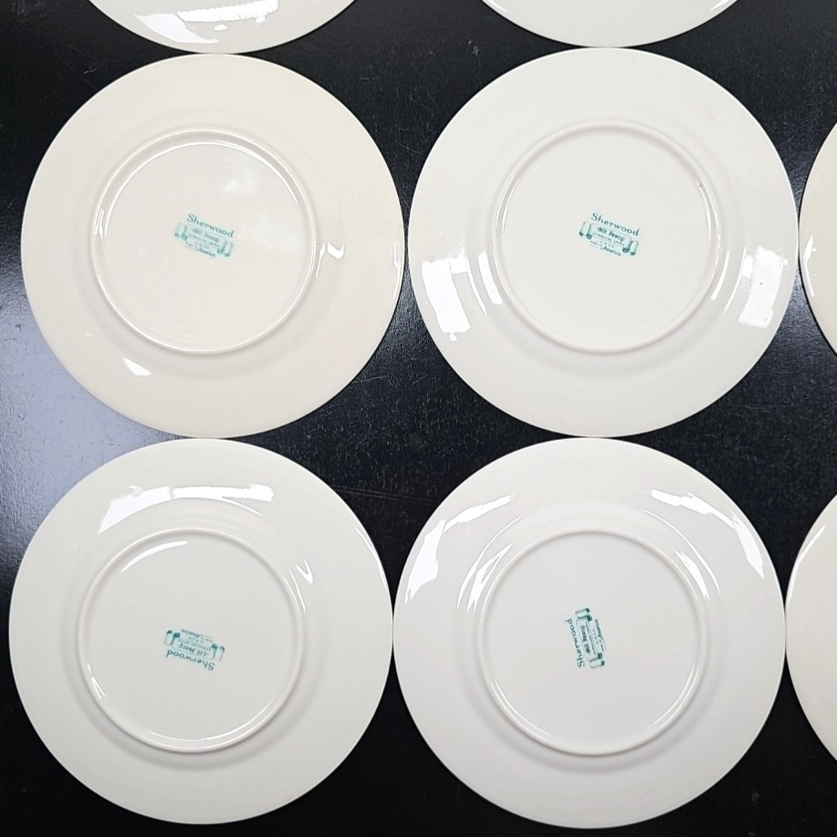 12 Syracuse China Sherwood Bread Plate Set Vintage Old Ivory Blue Laurel MCM Lot