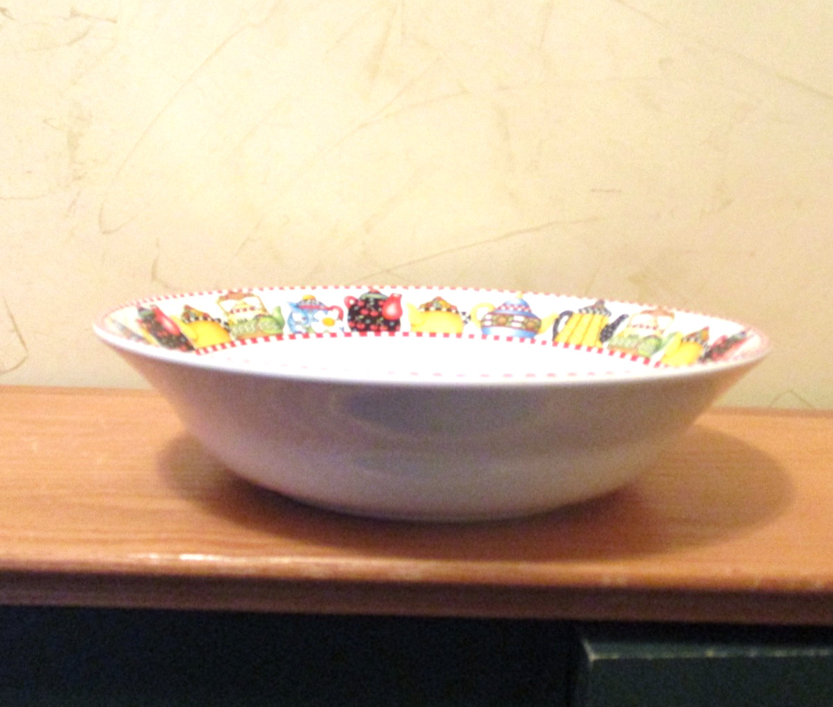 1994 2 Sakura Mary Engelbreit AFTERNOON TEA Cereal Soup Salad Bowls 7 1/2″