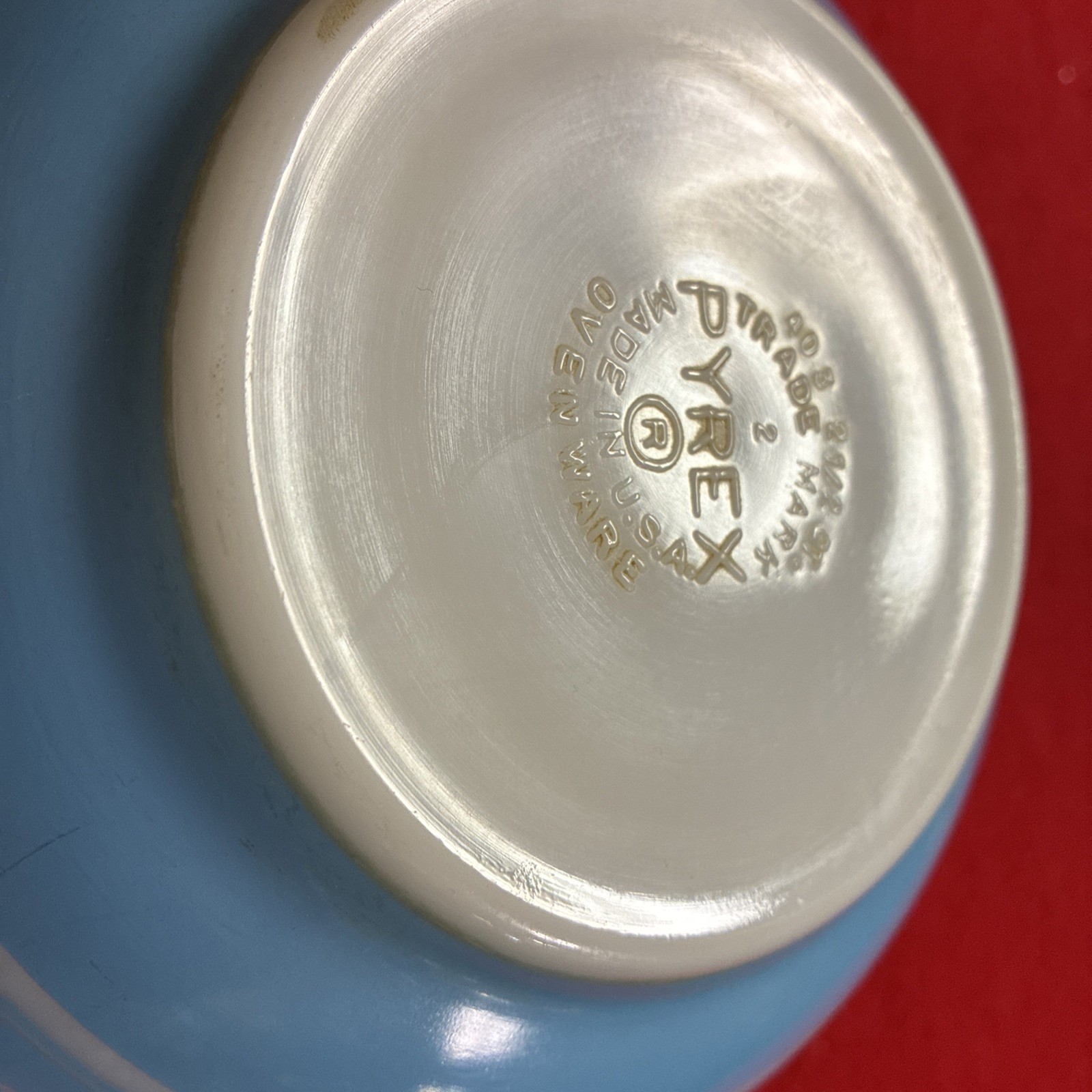Vtg Pyrex Rainbow Strip Blue 2.5 Qt 1960’s Mixing Bowl #403