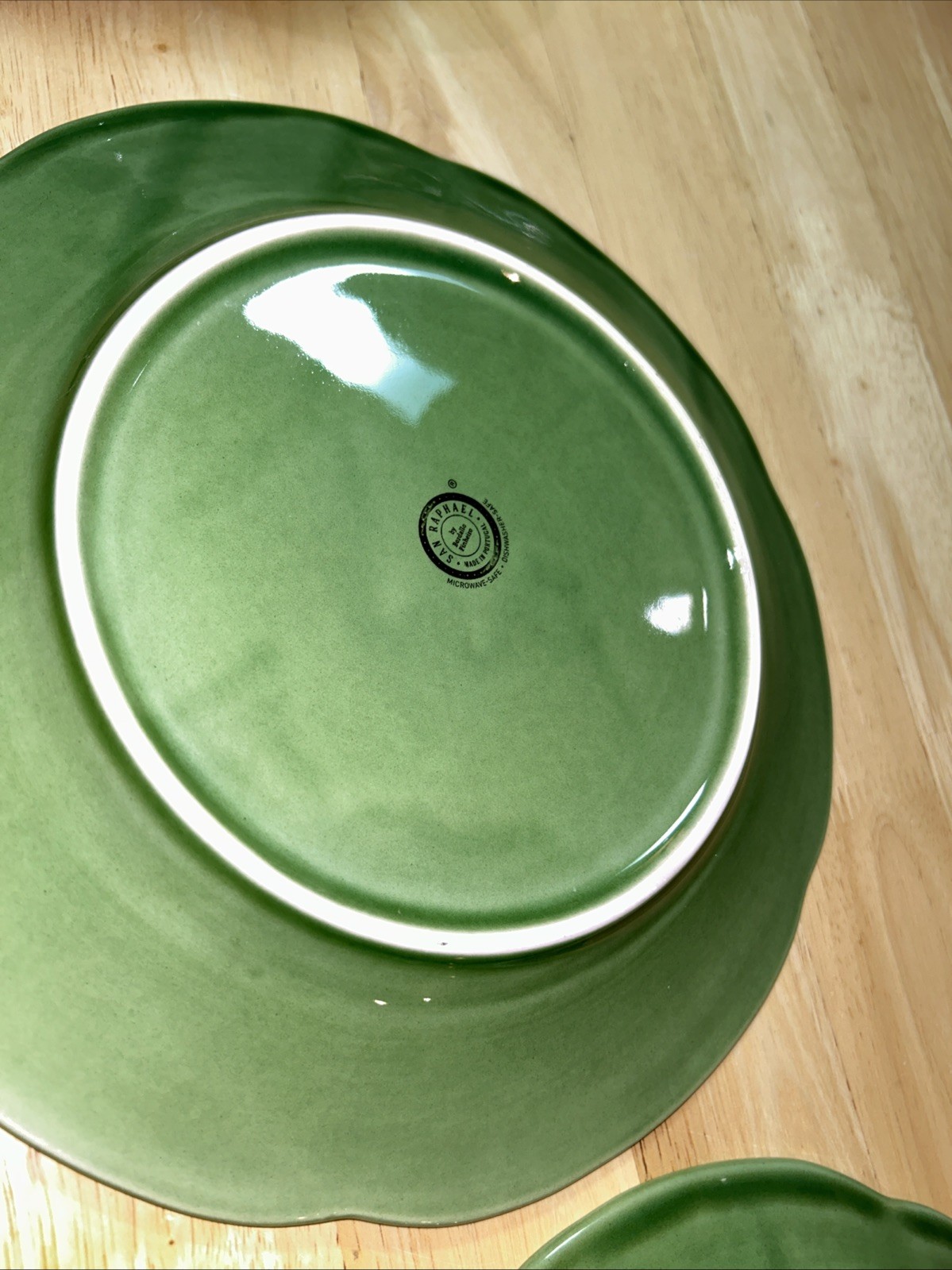 (2) San Raphael Green Cabbage Bordallo Pinheiro Dinner Plate Portugal 10.25” EX
